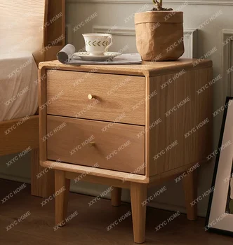 Прикроватная тумбочка из массива дерева Дуб Два комода Скандинавский минималистичный шкафчик для спальни Боковой шкафчик