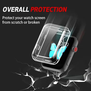 Прозрачный ультратонкий мягкий защитный чехол из ТПУ для Apple Watch Case Series 3 Series 2 42 мм 38 мм Full Protect Cover