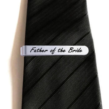  простой отец невесты зажим для галстука из нержавеющей стали с гравировкой мужской зажим для галстука свадебные ювелирные изделия аксессуары