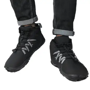 Противоскользящие зимние сапоги Широкий носок Босоногие ботинки с плюшевой подкладкой Приятные для кожи зимние сапоги для прогулок Бег трусцой