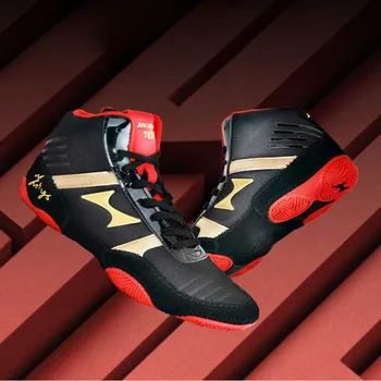  Профессиональные борцовские ботинки для пар Черная дышащая боксерская обувь Мужские и женские спортивные кроссовки Унисекс Дизайнерская бойцовская обувь