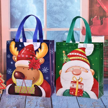 Прочная упаковочная сумка Нетканый снеговик Санта-Клауса Сумочка Конфеты Подарочная упаковка Рождественские подарочные пакеты большой емкости