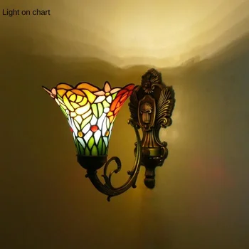  Ретро Настенный светильник в европейском стиле Зеркало с двойной головкой Освещение Попугай Хрустальный прикроватный проход Балкон Настенный светильник