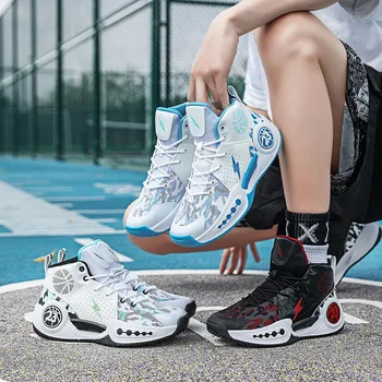 Родитель-ребенок Баскетбольная обувь Дышащие удобные баскетбольные спортивные ботинки Тренажерный зал Спортивные баскетбольные кроссовки для мужчин