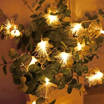 Рождественская елка Волоконно-оптический волшебный свет 60/100 LED Starburst Фейерверк Гирлянда На открытом воздухе Рождественские цветочные гирлянды