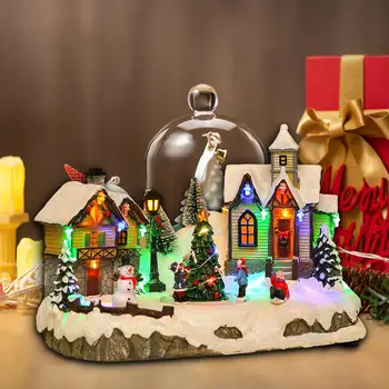 Рождественский светящийся дом из смолы Фотореквизит Рождественские домики с подсветкой для спальни Камин Фестивали Праздничный стол