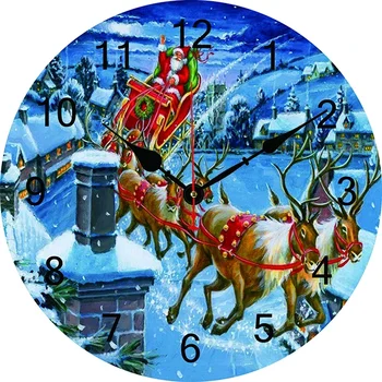 Рождество Санта-Клаус Лось Сани Настенные часы Современные гостиная Спальня Украшение офиса Кухонные часы Искусство Настенные часы Домашний декор