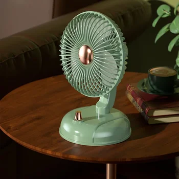 Ручной бесшумный вентилятор охлаждения Воздухоохладитель для наружного ретро Мини Вентилятор Type-C Перезаряжаемый портативный вентилятор Качающаяся головка Стол Mute