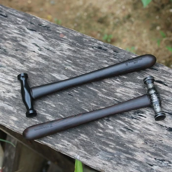 Ручной массаж EDC Маленький стальной молоток Портативный ручка молотка для самообороны из стали из черного дерева