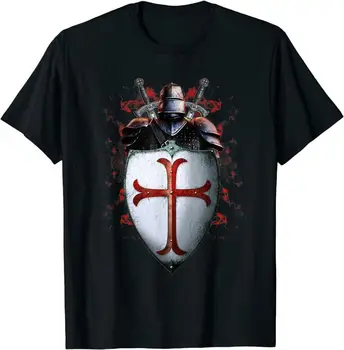 Рыцари Тамплиер Флаг Шлем Крест Меч Подарочная футболка