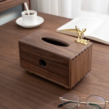 Светлая роскошная деревянная коробка для хранения бумаги из массива дерева в стиле ретро, многофункциональная коробка для салфеток