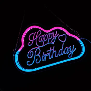 Светодиодная неоновая вывеска с питанием от USB Happy Birthday для декора вечеринки по случаю дня рождения Oh Baby Neon Light Lets Party Home Hanging Decor