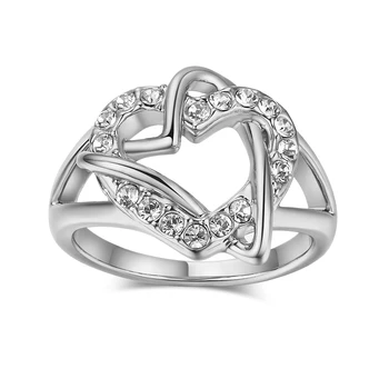 Серебряный цвет Сердце Любовные кольца для женщин Романтическое обещание Кольца для свиданий для девочек Модные ювелирные изделия Дропшиппинг Оптовая торговля R342