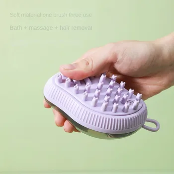  Силиконовая щетка для ванны для домашних животных Новая мягкая фиолетовая щетка для ванны Очищающее средство Массажная массажная щетка Pet