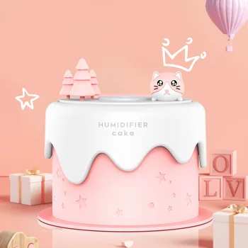 Симпатичный мини-увлажнитель воздуха Cat Cake со светодиодной лампой 300 мл USB Ультразвуковой холодный туман Туман Mute Umidificador для спальни
