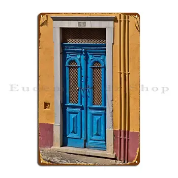 Синяя дверь Металлический знак Гараж Персонализированный паб Ржавые таблички Жестяной знак Плакат