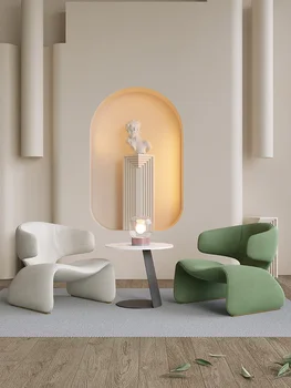 Скандинавский тканевый диван, дизайнер гостиной, креативное одноместное кресло-диван, светлый роскошный отель, диван для приема гостей