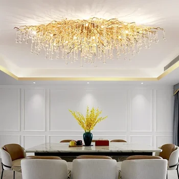 Современные хрустальные светодиодные люстры Роскошный потолочный светильник Nodric Gold Sliver для гостиной, кухни, прихожей, внутреннего декора