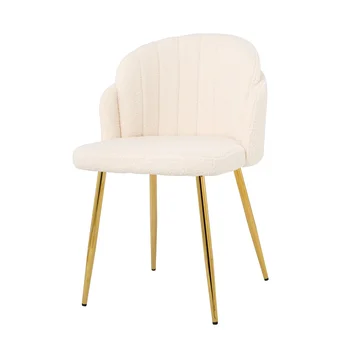 Современный простой плюшевый флисовый обеденный стул Стулья с тканевой обивкой, стул для домашней спальни, стул для туалета, стул для одежды, золотые металлические ножки (набор