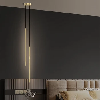 современный светодиодный удлиненный подвесной светильник для гостиной, столовой, спальни, декора, освещения, прикроватного фона, висячего светильника, черного золота