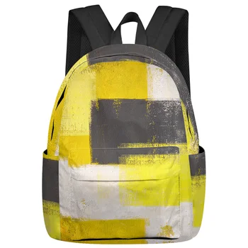  Стиль масляной живописи Абстрактные геометрические желтые рюкзаки Пользовательские школьные сумки Рюкзак для ноутбука Мужчины Женщины Женский Путешествия Мочила