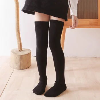 Толстые теплые длинные носки Детские носки до бедра Зимние термоноски выше колена для девочек Чулки