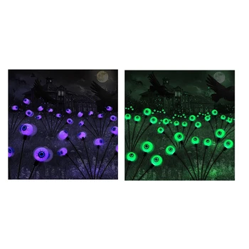Украшения на Хэллоуин Наружные огни для глазных яблок, 4 шт. 8 светодиодов Солнечные фонари, раскачивающиеся на ветру для садового двора, прочный фиолетовый