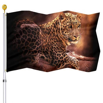 Флаг леопарда Дикие животные Дом Крытое крыльцо Открытый декор гостиной Полиэстер Флаги Баннер с 2 люверсами для женщин Мужчины Подарки