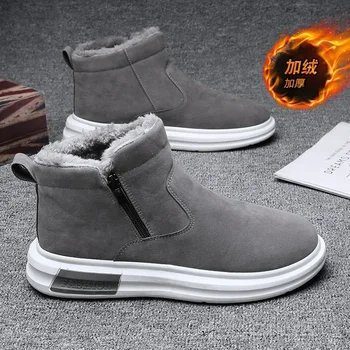 хлопчатобумажная обувь для мужчин зимние новые зимние сапоги на платформе с мехом Keep Warm Мода Удобные ботильоны для мужчин Неглубокие кроссовки