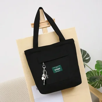 Холщовая сумка для женщин 2023 года, новая модная японская универсальная черная сумка через плечо большой емкости, студенческая повседневная портативная