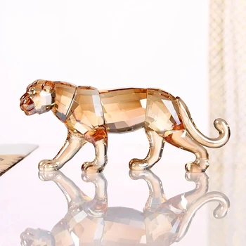 Хрустальная коллекция фигурок пантеры леопарда, коллекционное украшение животного, миниатюрные красивые сладкие рождественские подарки