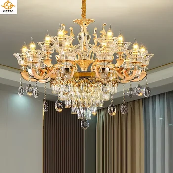 Хрустальные люстры для гостиной Светодиодный золотой роскошный подвесной светильник для дома Отель Ресторан Потолочный светильник