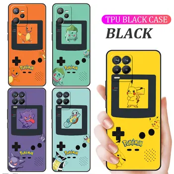 Черный чехол для Realme 8 C21 C21Y GT Neo 2 3 9 Pro 8i C35 C33 9i 7 6 C12 C11 Master C15 C3 TPU Phone Cover Game Pokemon Pikachu