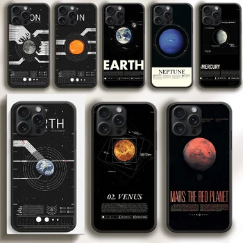 Чехол для телефона Space Planet Universe для iPhone 7 8 11 12 13 15 Pro Max Plus SE X XR XS TPU Мягкий черный