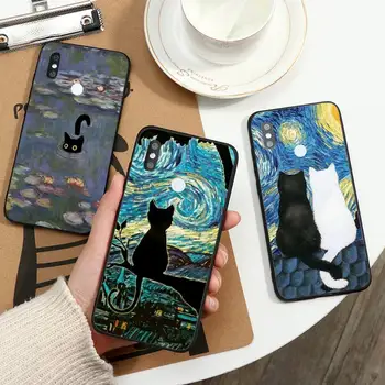 Чехол для телефона Starry Night Cat Poster для Xiaomi Redmi note 12 11 7 8 9 10 E s i T X note ultra X3 pro 5G 4G