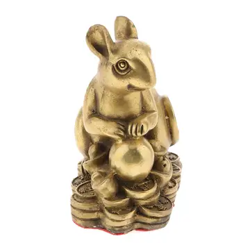 Чистая латунь Китайский фэншуй Декор. 12 животных Коллекционная статуэтка Украшение Удача Деньги Богатство