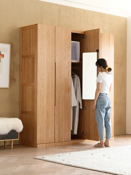 Шкаф из массива дерева Шкаф для спальни в скандинавском минималистичном стиле