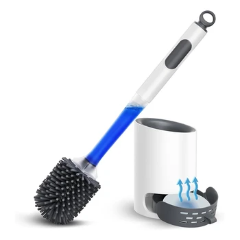 Щетка для чистки унитаза, силиконовая щетка для унитаза с многоразовой ручкой Дозатор - Поломоечная машина Rv Cleaner Ершик для унитаза