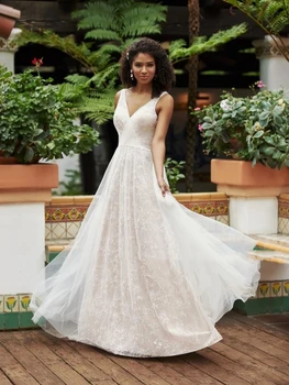 Элегантные свадебные платья для женщин 2024 Свадебные платья с открытой спиной Кружевные аппликации Бретели Vestidos De Novia 2023