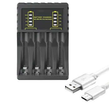  Электрическое зарядное устройство для аккумуляторных батарей AAAAA 4-слотовое USB-зарядное устройство Интеллектуальное отключение Интерфейс типа C
