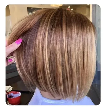 Японский короткий боб парики для женщин темные корни коричневый омбре волосы мягкие прямые термостойкие синтетические волосы маскарадный парик для вечеринок