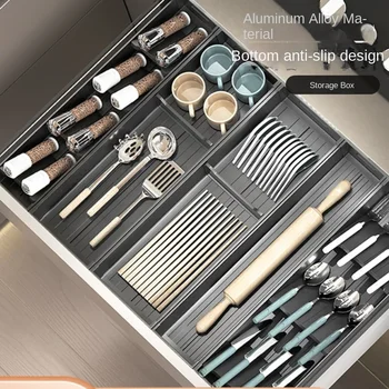 Ящик кухонного шкафа, алюминиевый домашний встроенный нож, вилка, ящик для хранения палочек для еды, отсек для хранения посуды