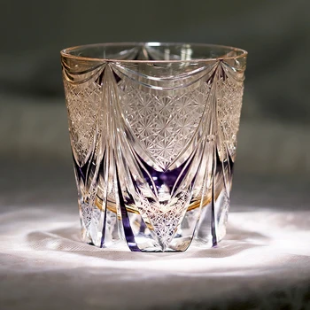 Бестселлер Изысканная ручная резка в прозрачные стаканы Высококачественная стеклянная чашка для виски с подарочной коробкой 1 шт 320 мл